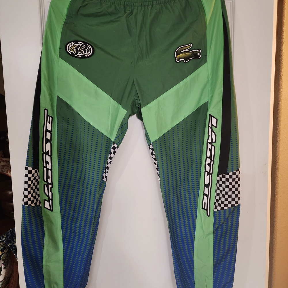 Lacoste Vibrant Green and Blue Athletic Track Pants